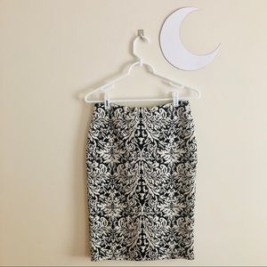 🌙 Massimo Damask Black/White Pencil Skirt